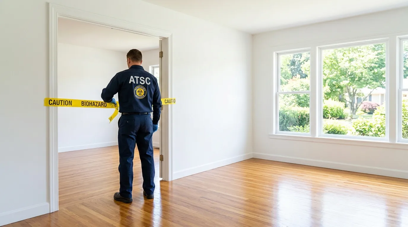 Certified biohazard cleanup crew performing Crime Scene Cleanup in Perezville